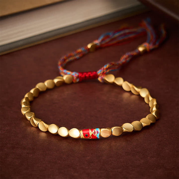 Buddha Stones Pulsera étnica vintage con diseño de pez koi de cobre y éxito - 7,9 pulgadas (20 cm) - image 0