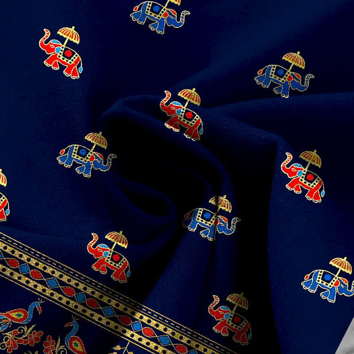 Buddha Stones Pantalones de mujer de lino y algodón con estampado bohemio de elefantes, cintura elástica y pernera ancha con bolsillos. - image 3