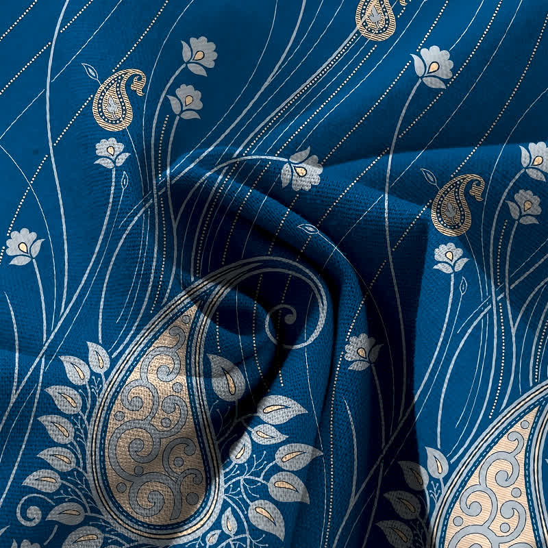 Buddha Stones Pantalones de mujer de algodón y lino con estampado floral de cachemir, cintura elástica y pernera ancha con bolsillos. - image 3