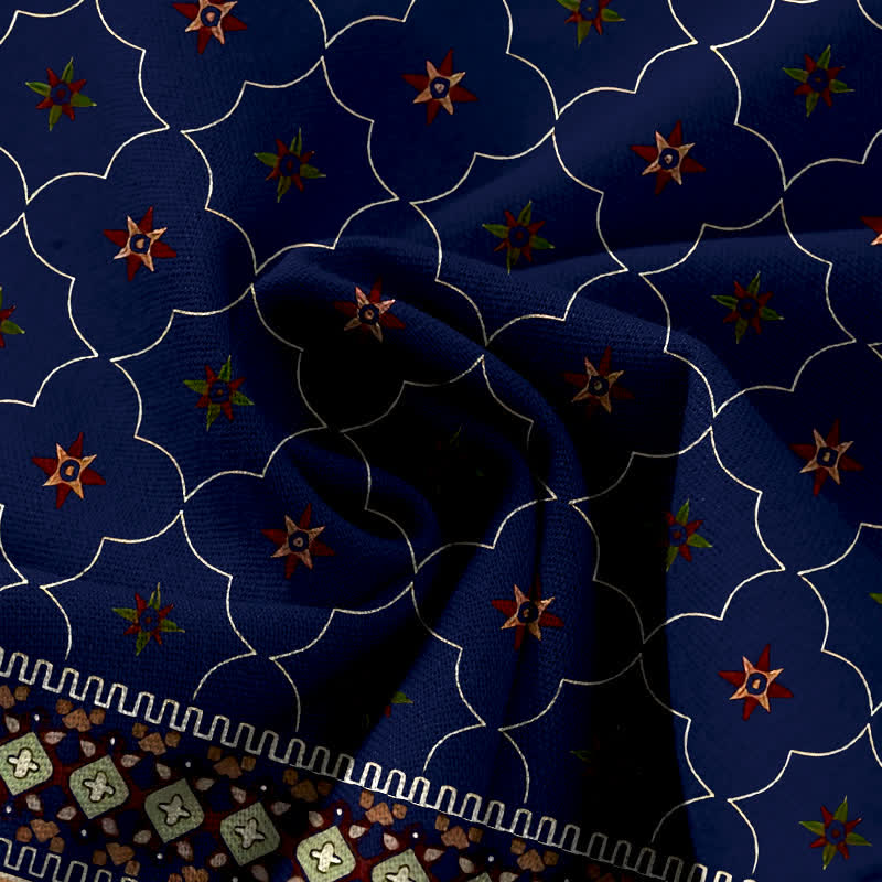 Buddha Stones Pantalones de mujer de algodón y lino con estampado bohemio geométrico de líneas florales, cintura elástica y pernera ancha con bolsillos. - image 3