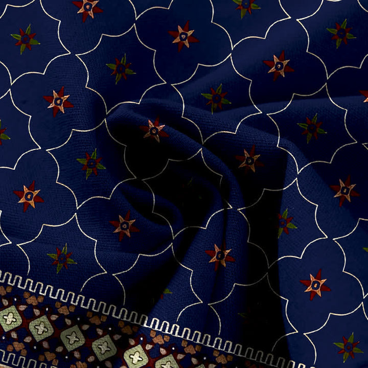 Buddha Stones Pantalones de mujer de algodón y lino con estampado bohemio geométrico de líneas florales, cintura elástica y pernera ancha con bolsillos. - image 3
