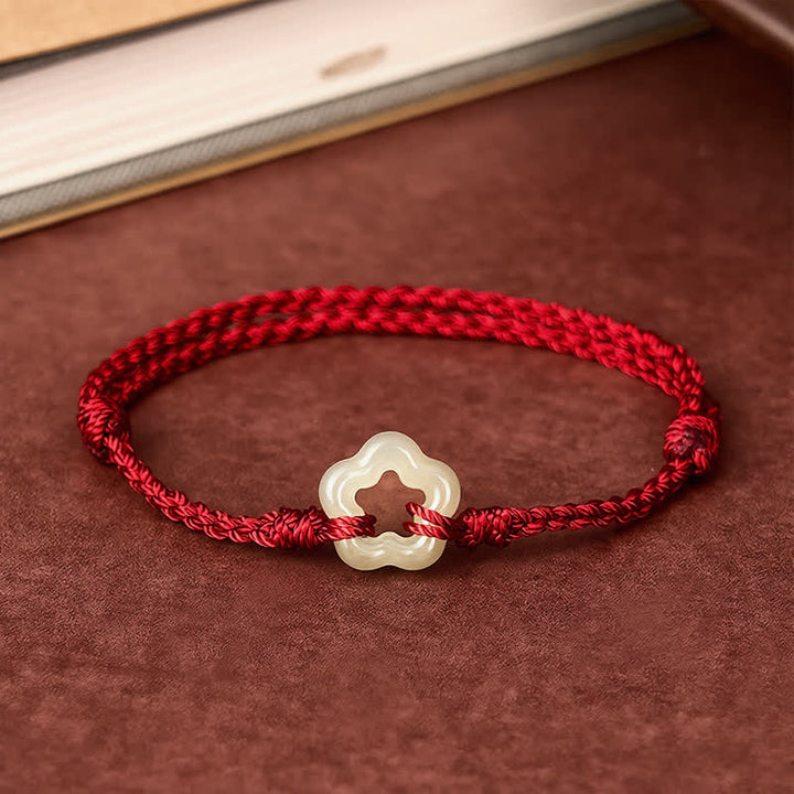Buddha Stones Pulsera de hilo rojo Hetian Jade Plum Bossom Luck - image 1