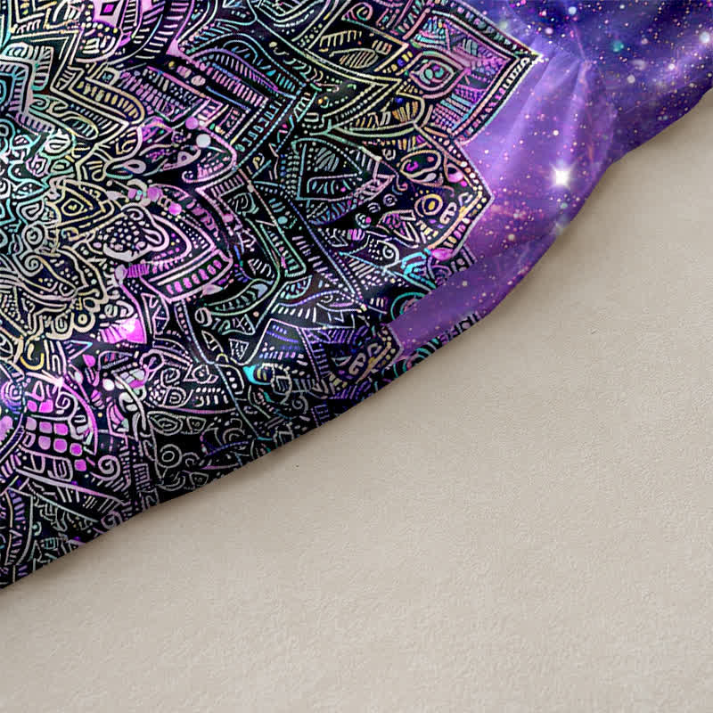 Buddha Stones Vestido midi de verano informal para mujer con estampado de mandala cósmico y galaxia, sin mangas y con bolsillos. - image 2