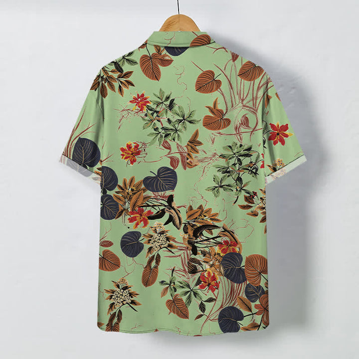 Buddha Stones Camisa transpirable de manga corta para hombre con botones y estampado floral tropical. - image 6