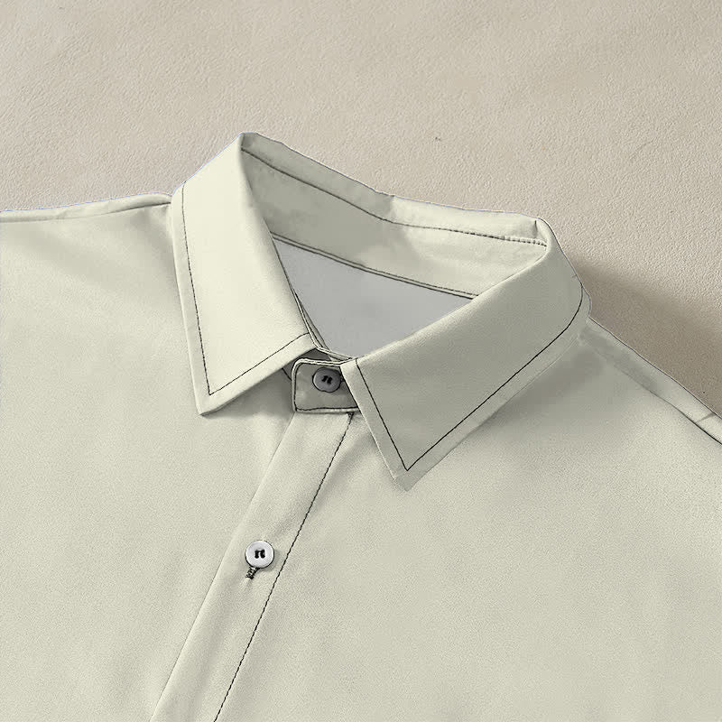 Buddha Stones Camisa transpirable de manga corta para hombre con botones y estampado de ramas de arce otoñales - image 2