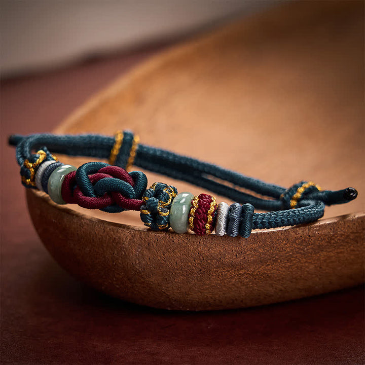 Buddha Stones Pulsera de cordón trenzado con nudo de corazón de jade, tejida a mano. - image 17
