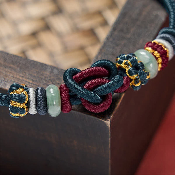 Buddha Stones Pulsera de cordón trenzado con nudo de corazón de jade, tejida a mano. - image 19