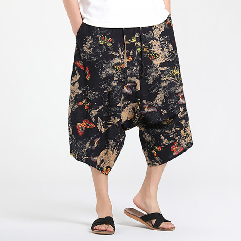 Buddha Stones Pantalones capri de verano estilo boho casual con cordón y estampado geométrico abstracto para hombre, estilo harem con bolsillo. - image 25