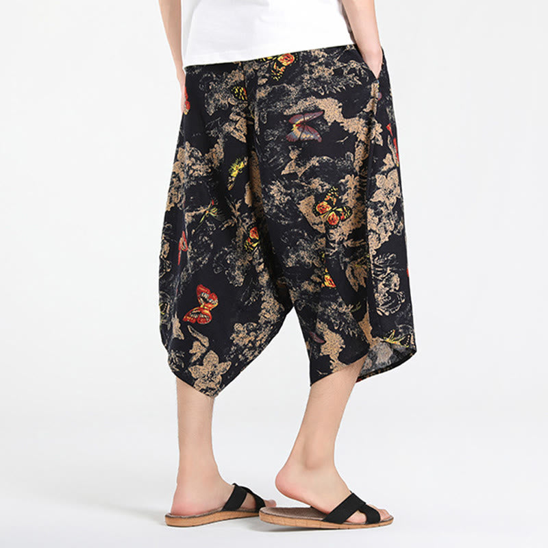 Buddha Stones Pantalones capri de verano estilo boho casual con cordón y estampado geométrico abstracto para hombre, estilo harem con bolsillo. - image 28