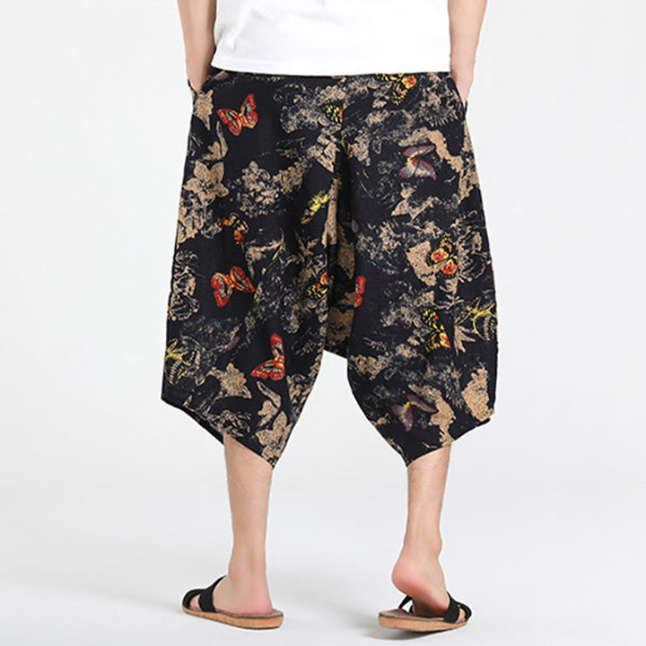 Buddha Stones Pantalones capri de verano estilo boho casual con cordón y estampado geométrico abstracto para hombre, estilo harem con bolsillo. - image 27