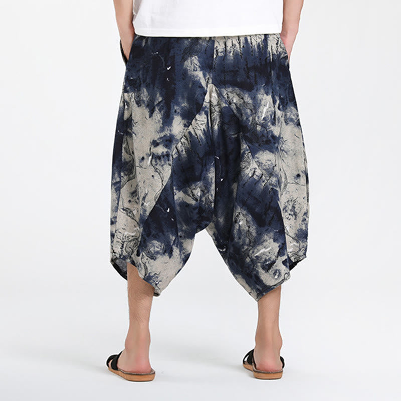 Buddha Stones Pantalones capri de verano estilo boho casual con cordón y estampado geométrico abstracto para hombre, estilo harem con bolsillo. - image 35