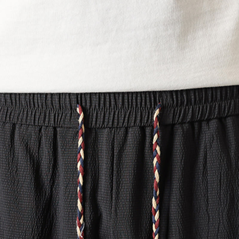 Buddha Stones Pantalones cortos de verano estilo Tang, casuales, con cordón ajustable, estampado de bambú, para hombre, pierna recta, con bolsillo. - image 5