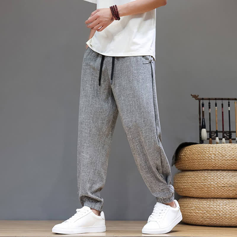 Buddha Stones Pantalones cortos casuales minimalistas de primavera/verano con cordón ajustable y cintura elástica. Pantalones ajustados para hombre con bolsillo. - image 1