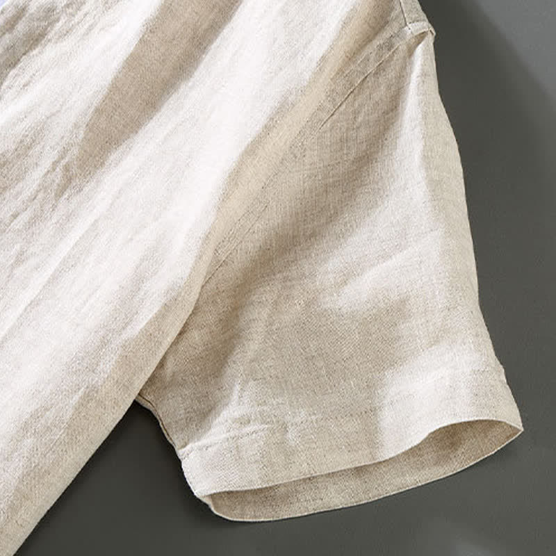 Buddha Stones Conjunto de 2 piezas: Camisa y pantalón de lino liso estilo Tang para meditación, con botones de rana, ideal para hombres. - image 3