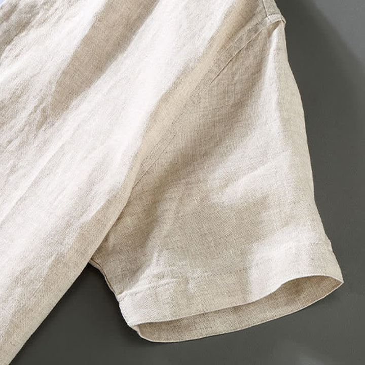 Buddha Stones Conjunto de 2 piezas: Camisa y pantalón de lino liso estilo Tang para meditación, con botones de rana, ideal para hombres. - image 3