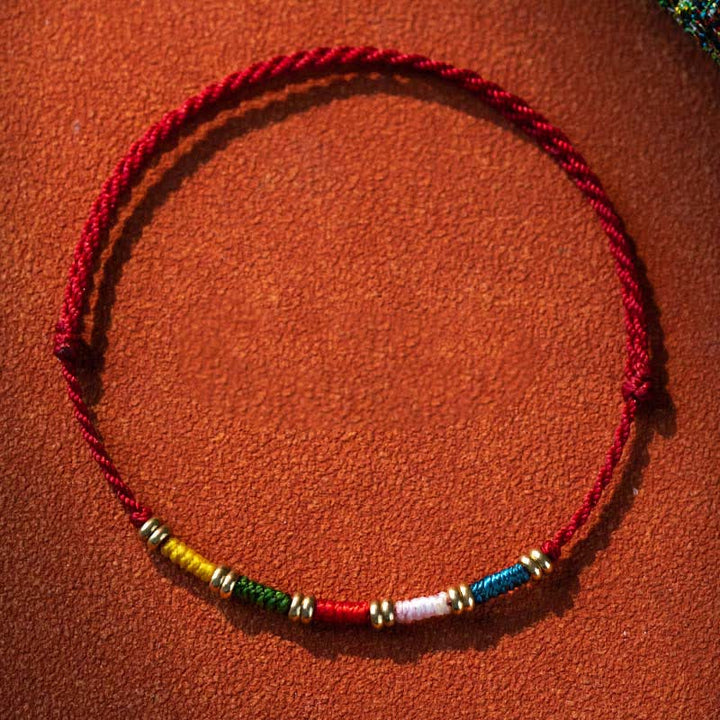 Buddha Stones Pulsera tibetana ajustable de protección con cordón rojo colorido tejida a mano - Multicolor (circunferencia de la muñeca: 14-17 cm) - image 0