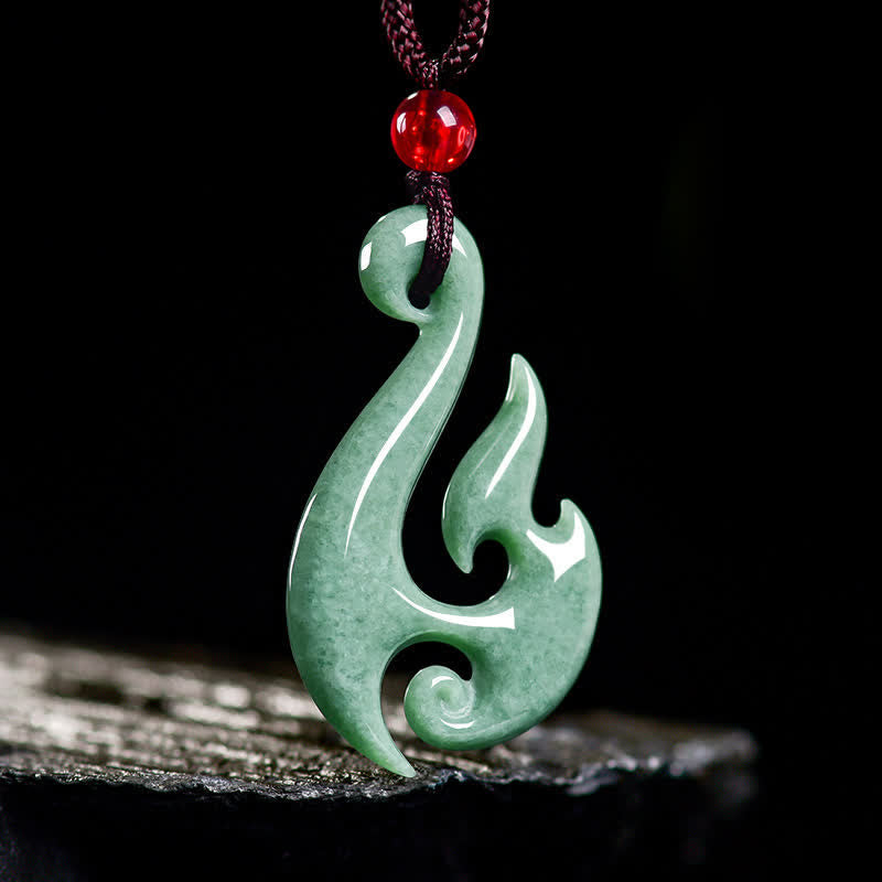 Buddha Stones Collar con colgante de abundancia en espiral de jade natural - image 1