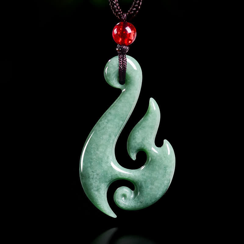 Buddha Stones Collar con colgante de abundancia en espiral de jade natural - Jade natural (el color puede variar) - 40,5*4,5*23,5 mm - image 0