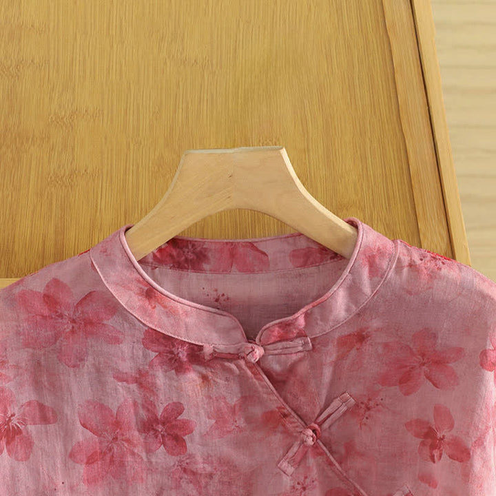 Buddha Stones Camiseta sin mangas para mujer estilo Summer Tang Vintage Frog Button Orchid Floral - image 34
