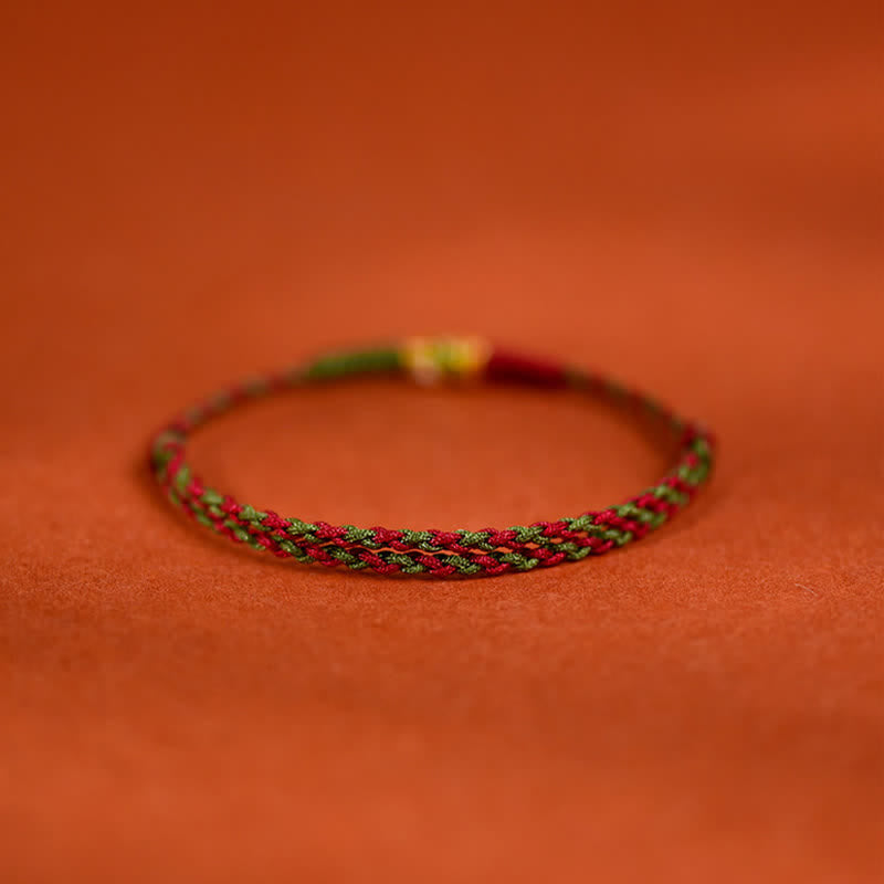 Buddha Stones Pulsera tobillera de oro 999 trenzado con hilo de colores rojo y verde con diseño de pez koi para la buena suerte. - image 9