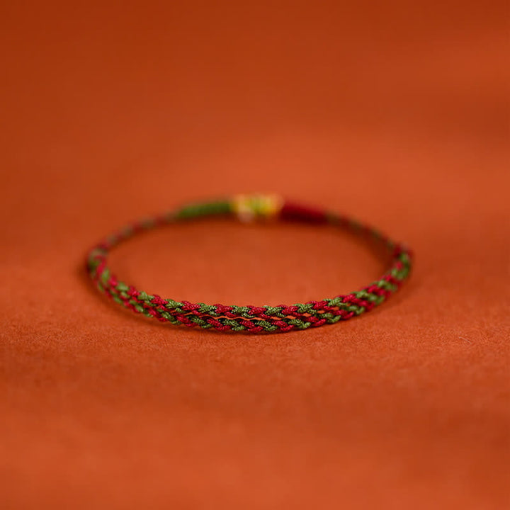 Buddha Stones Pulsera tobillera de oro 999 trenzado con hilo de colores rojo y verde con diseño de pez koi para la buena suerte. - image 9