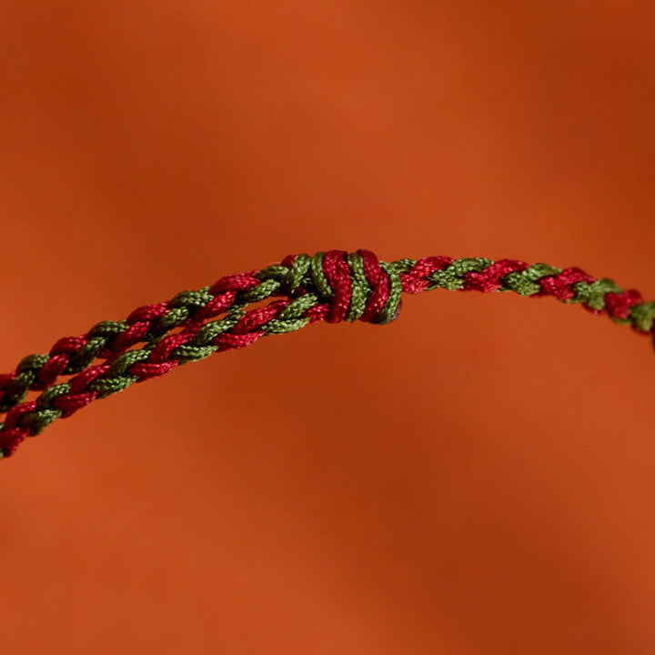 Buddha Stones Pulsera tobillera de oro 999 trenzado con hilo de colores rojo y verde con diseño de pez koi para la buena suerte. - image 20