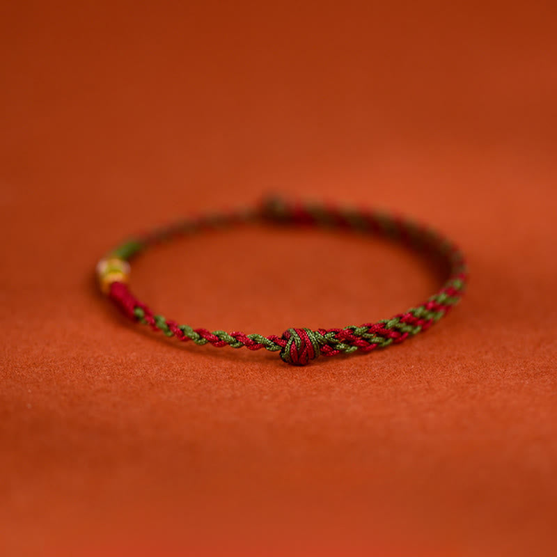 Buddha Stones Pulsera tobillera de oro 999 trenzado con hilo de colores rojo y verde con diseño de pez koi para la buena suerte. - image 15
