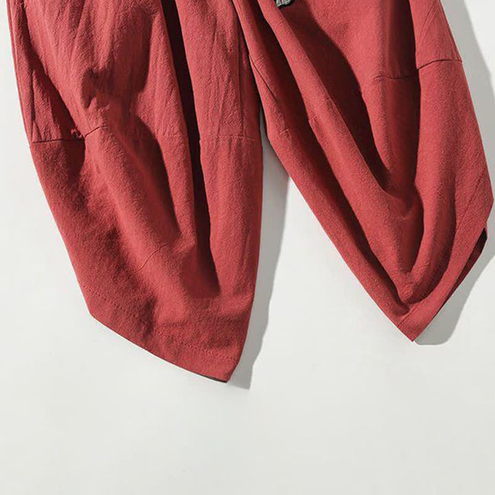 Buddha Stones Pantalones capri estilo Tang de verano con cordón y estampado de peces koi, pantalones harem para hombre con bolsillo - image 10