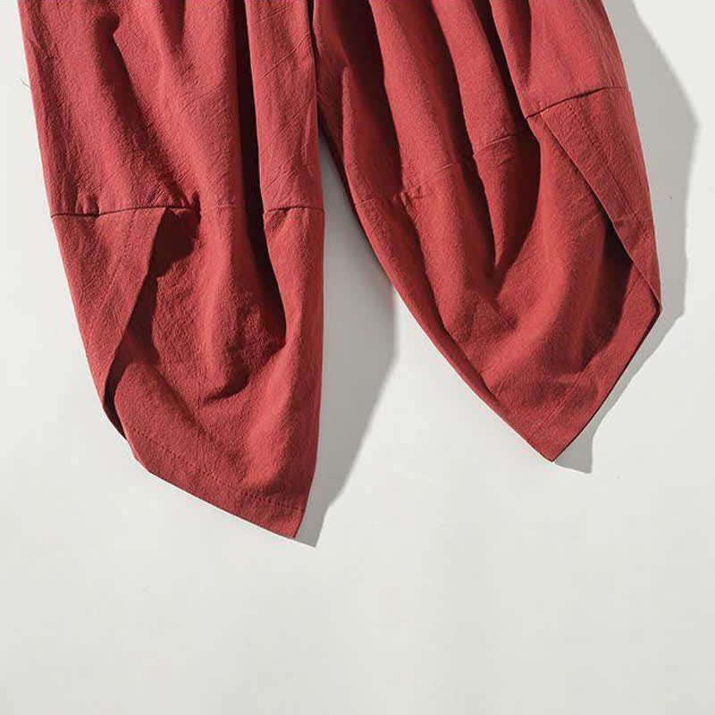 Buddha Stones Pantalones capri estilo Tang de verano con cordón y estampado de peces koi, pantalones harem para hombre con bolsillo - image 9