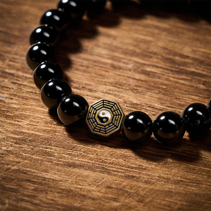 Buddha Stones Pulsera con dije de equilibrio Bagua de ónix negro - image 10