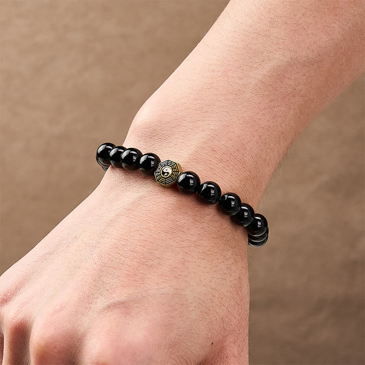 Buddha Stones Pulsera con dije de equilibrio Bagua de ónix negro - image 9