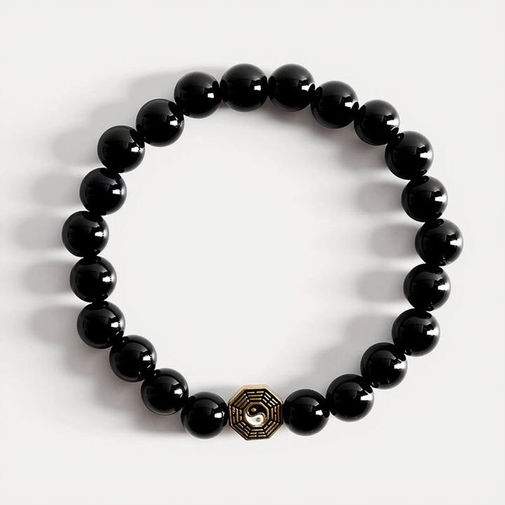 Buddha Stones Pulsera con dije de equilibrio Bagua de ónix negro - image 3