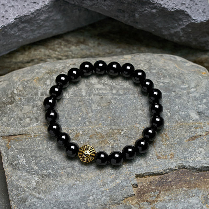 Buddha Stones Pulsera con dije de equilibrio Bagua de ónix negro - image 4