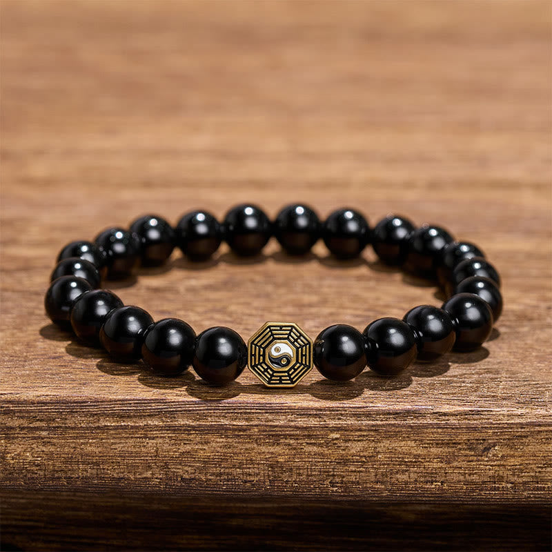Buddha Stones Pulsera con dije de equilibrio Bagua de ónix negro - image 2