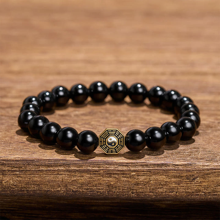 Buddha Stones Pulsera con dije de equilibrio Bagua de ónix negro - image 2