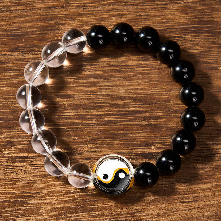 Buddha Stones Pulsera de cuentas redondas de doble cara con diseño Yin Yang y equilibrio de Liuli - image 2