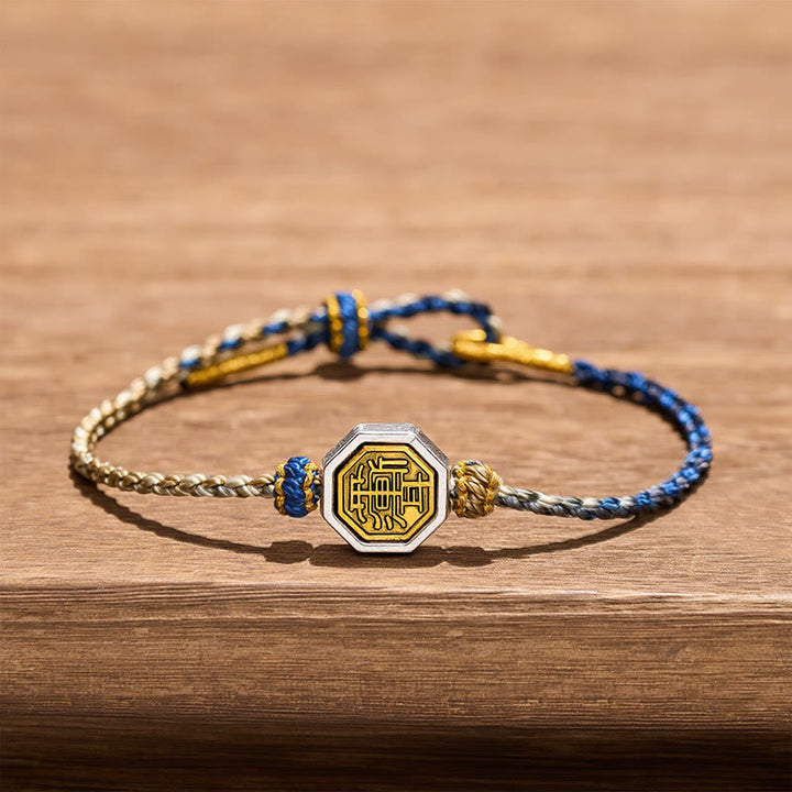 Buddha Stones Pulsera ajustable de cordón trenzado con espaciador octogonal Bagua tejido a mano - image 1