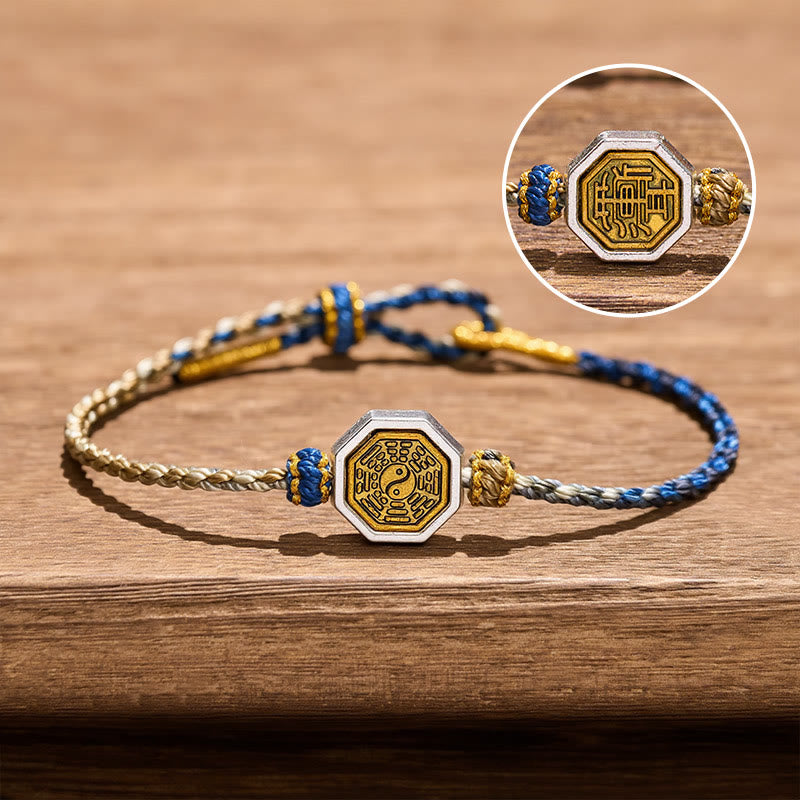 Buddha Stones Pulsera ajustable de cordón trenzado con espaciador octogonal Bagua tejido a mano - Bagua (Equilibrio ♥ Armonía) - Cobre (Equilibrio♥Riqueza) - image 0
