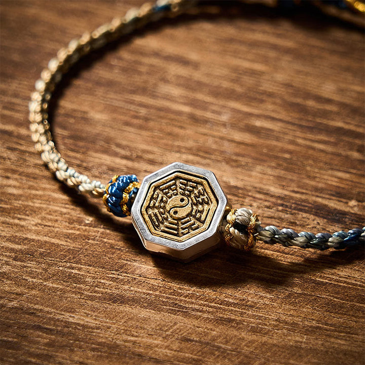 Buddha Stones Pulsera ajustable de cordón trenzado con espaciador octogonal Bagua tejido a mano - image 9