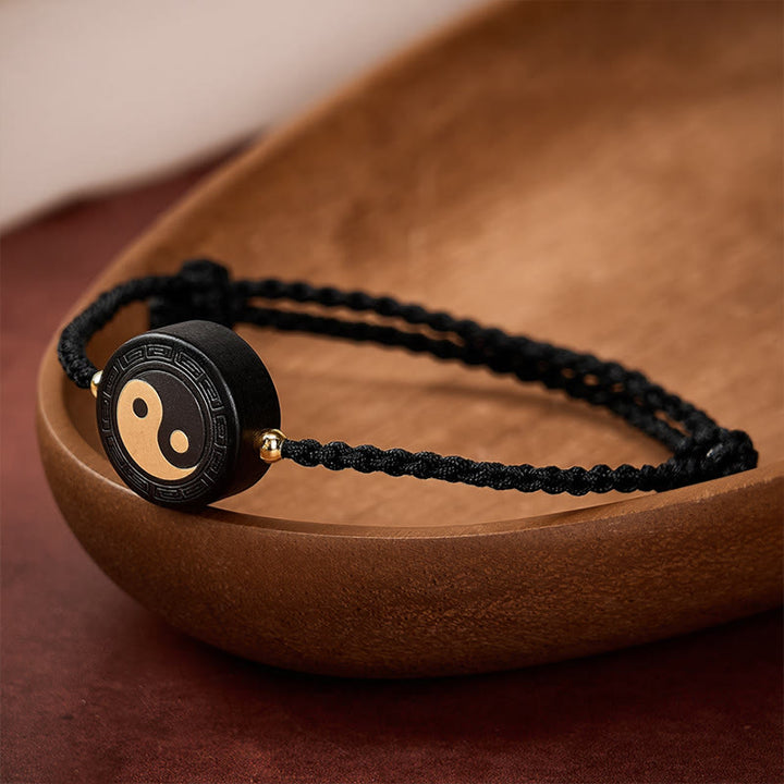 Buddha Stones Pulsera de madera de ébano con cordón rojo para conexión a tierra y uso del Bagua - image 11