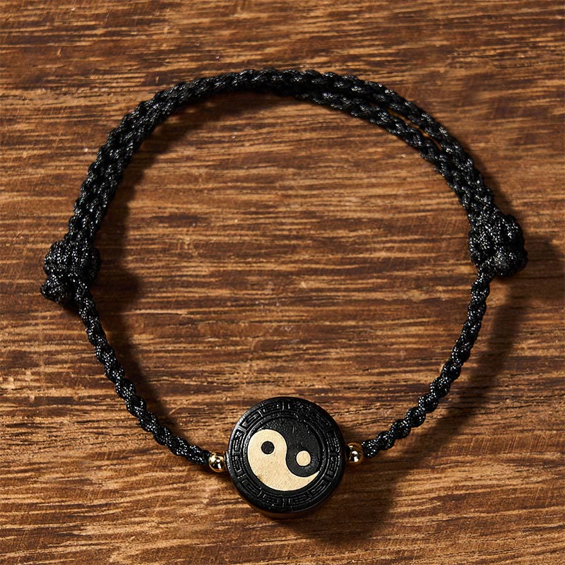 Buddha Stones Pulsera de madera de ébano con cordón rojo para conexión a tierra y uso del Bagua - image 10