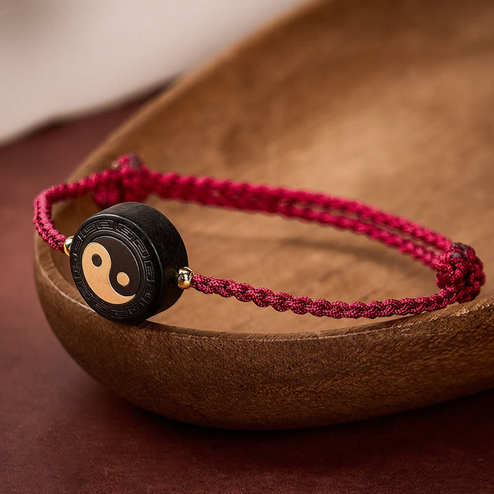 Buddha Stones Pulsera de madera de ébano con cordón rojo para conexión a tierra y uso del Bagua - image 1