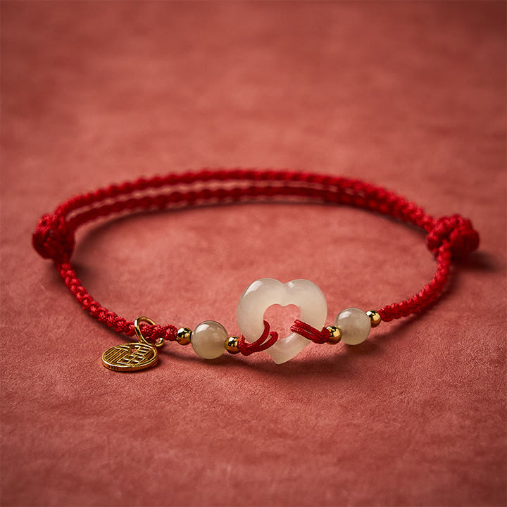 Buddha Stones Anillo de corazón de jade Hetian Pulsera de protección del carácter Fu - image 1