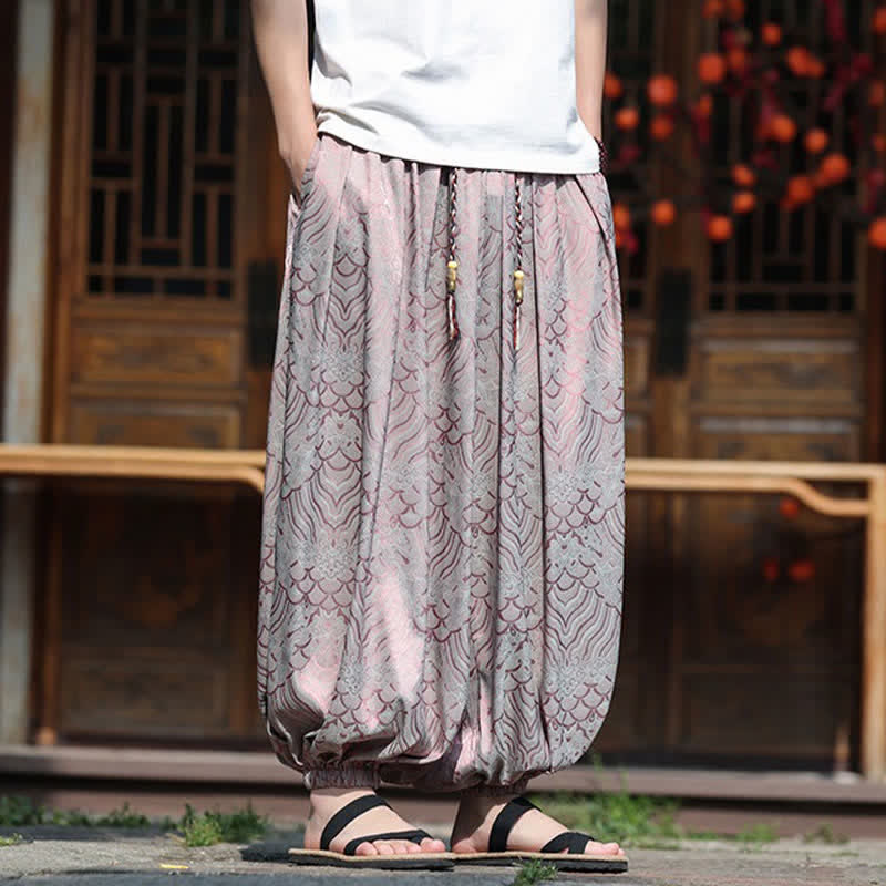 Buddha Stones Pantalones tobilleros informales de verano estilo boho con estampado abstracto para hombre. - image 2