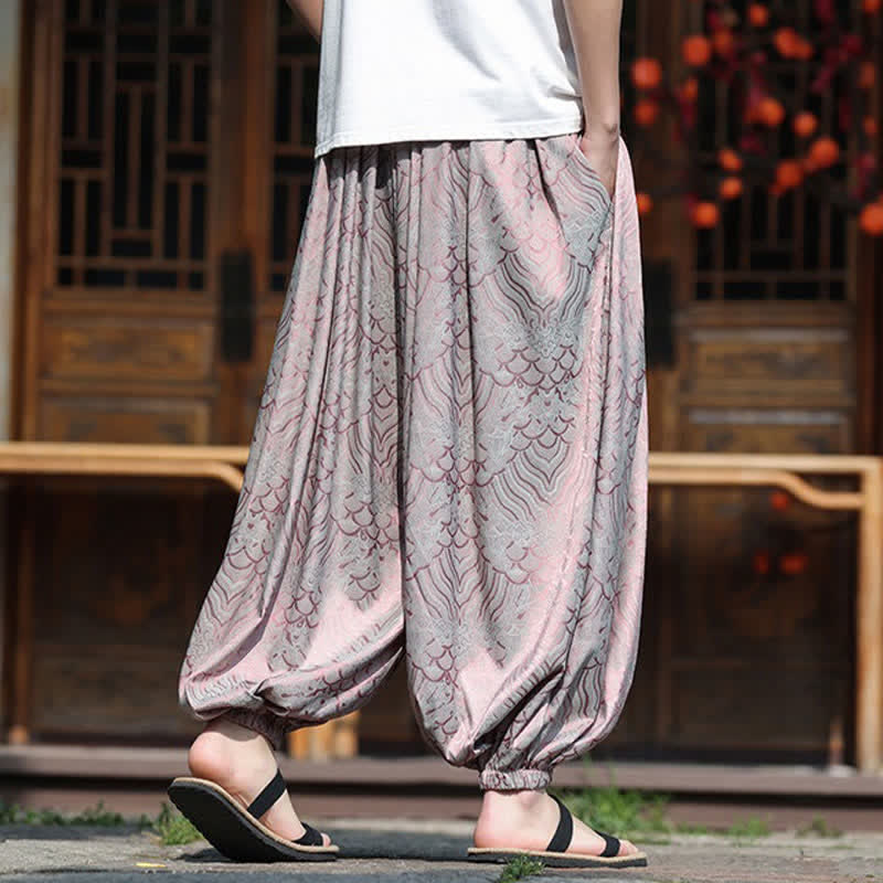 Buddha Stones Pantalones tobilleros informales de verano estilo boho con estampado abstracto para hombre. - image 4