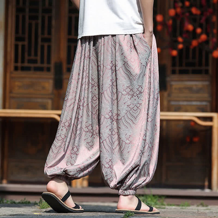 Buddha Stones Pantalones tobilleros informales de verano estilo boho con estampado abstracto para hombre. - image 4