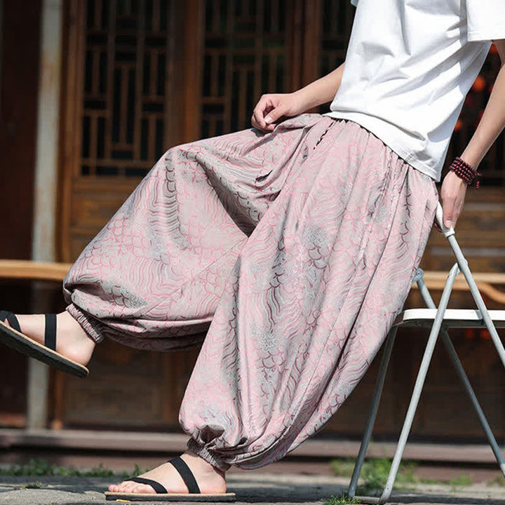 Buddha Stones Pantalones tobilleros informales de verano estilo boho con estampado abstracto para hombre. - image 8