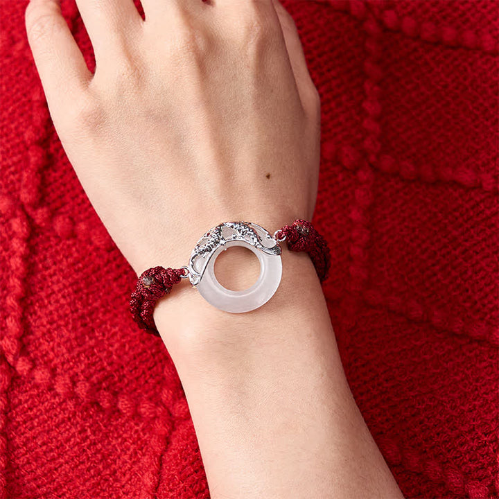 Buddha Stones Pulsera de hilo rojo con diseño de pez koi de jade blanco - image 4