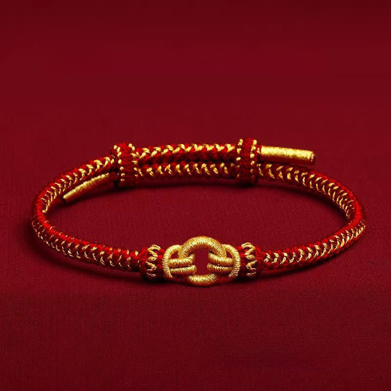 Buddha Stones Pulsera de nudo trenzado con hilo rojo y símbolo del zodíaco chino. - Caballo - Circunferencia de la muñeca: 14–20 cm - image 0
