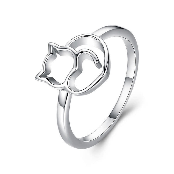 Buddha Stones Anillo de conexión a tierra minimalista de cobre con forma de gato - image 3
